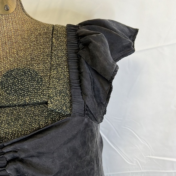 90’s NU COLLECTIVE BLACK  SILK MINI DRESS SMALL - Picture 6 of 16